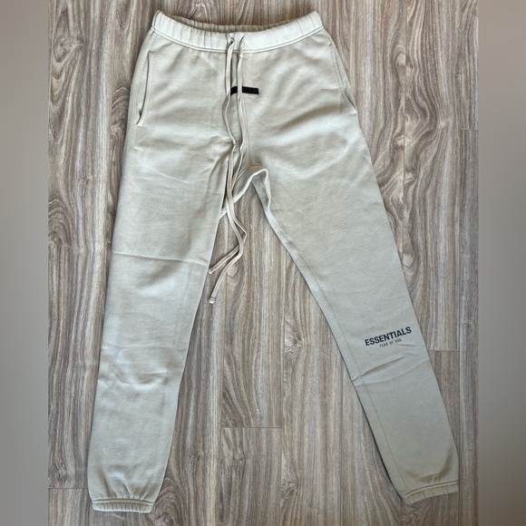 Essentials Men's Beige Fleece Pants - Picture 1 of 5